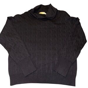 Elie Tahari Black Turtleneck Sweater with Textured Pattern NWT Heavyweight